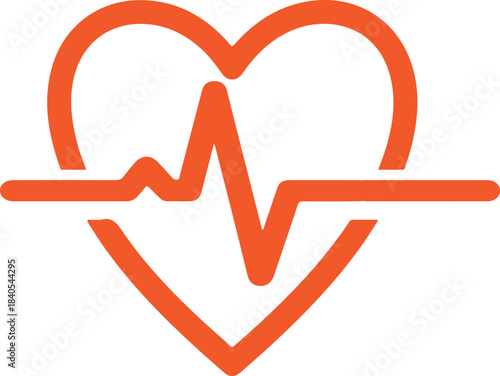 Heartbeat outline icon. Vector simple heart beat pulse symbol vector