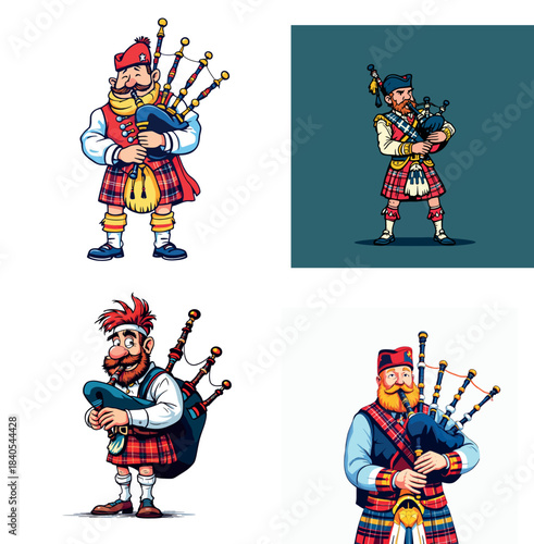 Vsai scottish bagpiper playing traditional celtic music