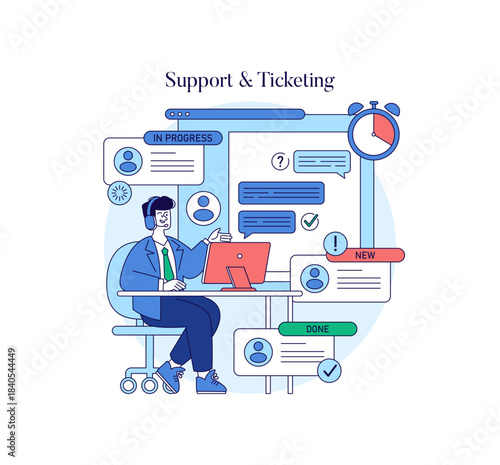 Support Ticketing System Vector Illustration Concept