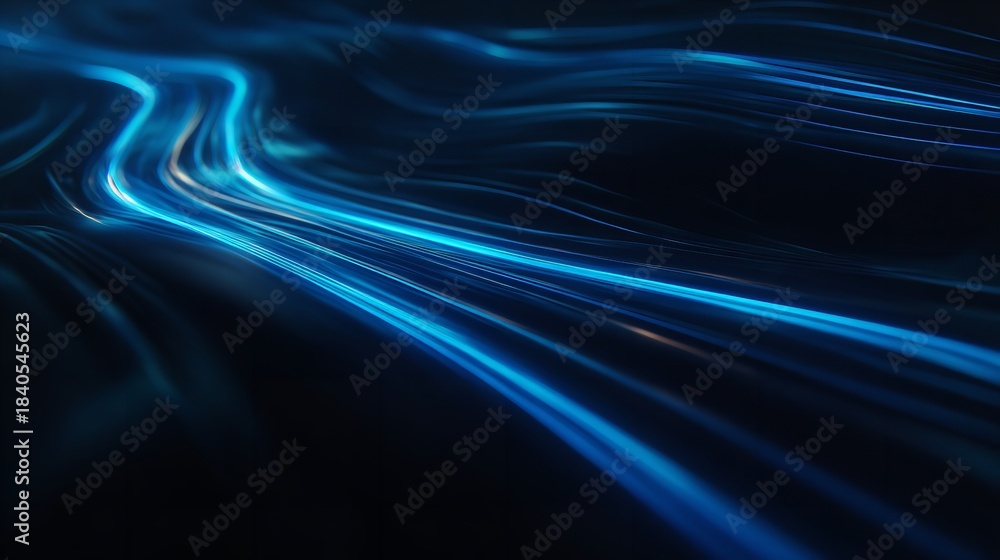 Fototapeta premium Abstract blue digital background loop with flowing liquid lines, wave motion, and purple curve pattern