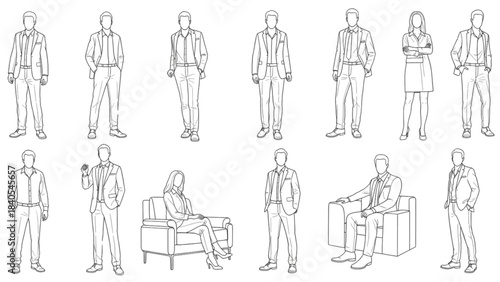 Human figures in poses, an auto cad drawing for anatomical study on a black background.