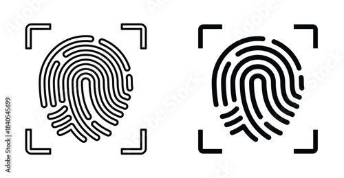 Touch ID icon set. Touch ID vector symbol in black filled and outlined style.