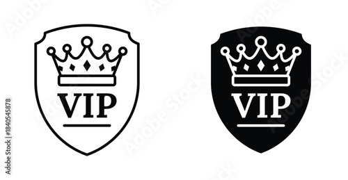 VIP icon. Line with editable stroke and flat for Web