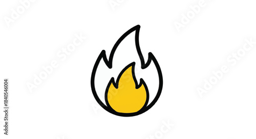 Simple Icon of a Flame Representing Fire and Heat.