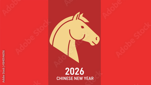 Illustration of the Chinese zodiac animal, the horse, celebrating the upcoming Chinese New Year 2026