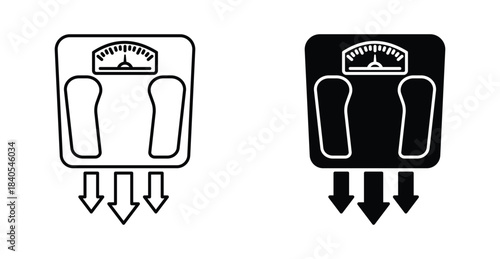 Weight loss icon. Line with editable stroke and flat for Web