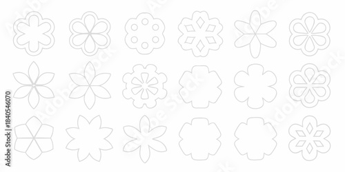 A collection of delicate floral outlines arranged in a grid pattern