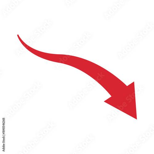 Graph going down sign with red arrows vector. Bar chart symbol icon with arrow moving down and sales bar chart.