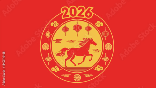 Golden Horse Celebration 2026 Chinese New Year Lanterns Festive Design