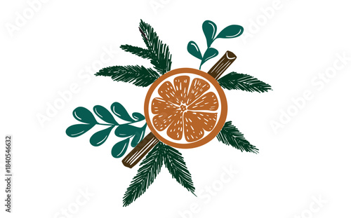 Christmas collection with a citrus and pine branches