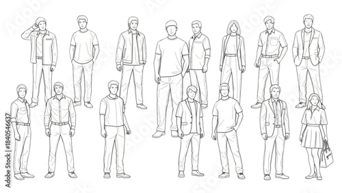 Set of human silhouettes for architectural scenes, an auto cad drawing.
