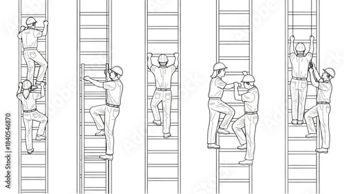 An auto cad drawing of a young man in his 20s from multiple viewpoints.