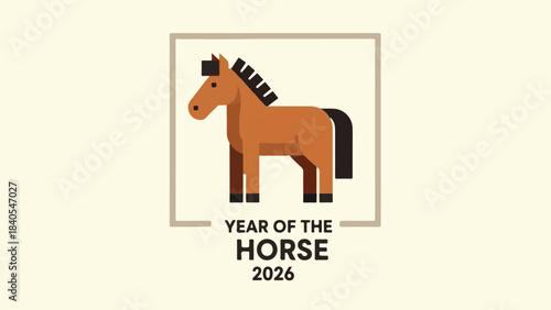 Year of the Horse 2026 Chinese Zodiac Animal Illustration
