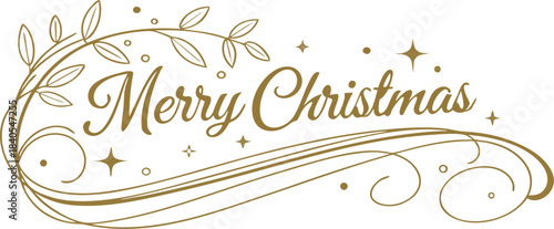 3D gold 'Merry Christmas' text, beautifully rendered and isolated on a transparent background for festive visuals.
