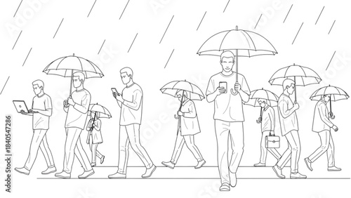 Team of colleagues in a minimalist auto cad drawing for project 26.