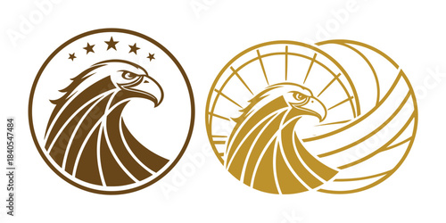 Mega logo collection with abstract geometric designs in golden gradient, modern branding elements, luxury emblem set for corporate identity, premium metallic logo concepts