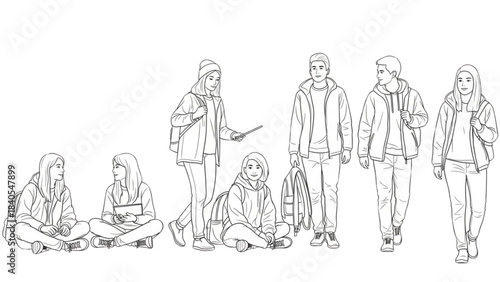 Set of people for architectural visualization, a detailed auto cad drawing.