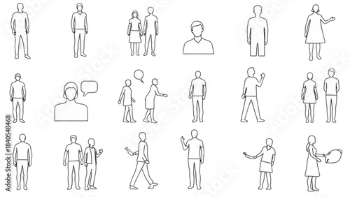 A diverse auto cad drawing collection of 2D people for architectural plans and sections.