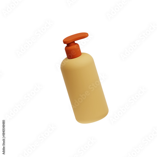 3D Shampoo Bottle Icon – Minimal Cosmetic Packaging Illustration