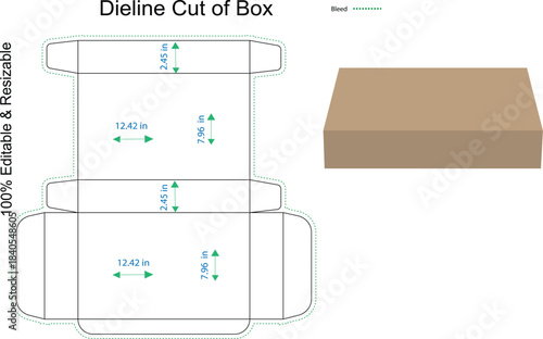 Fully editable Box dieline cut