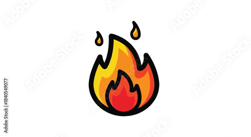 Vibrant Cartoon Fire Flame with Droplets Illustration.