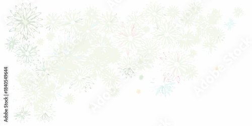 Delicate floral pattern with light green and pastel colored daisy shapes