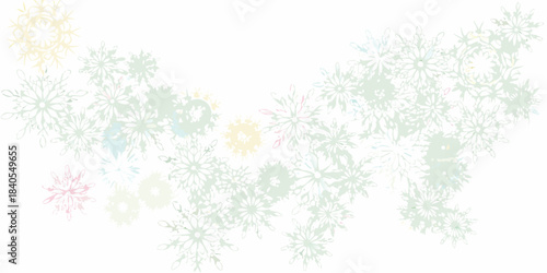 Delicate pastel floral arrangement with soft stylized snowflake like blooms