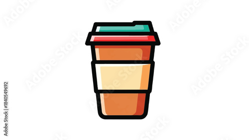 Coffee cup with a lid and a sleeve for hot drinks.