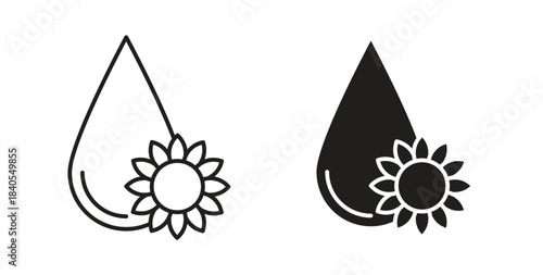 Sunflower oil icon concept set. Simple icon collection