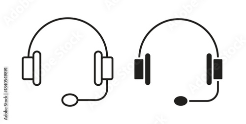 Support headset icon concept set. Simple icon collection