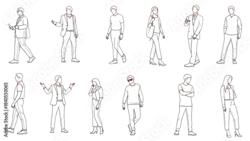 Set of 2D People Figures as an Auto Cad Drawing for Architectural Plans.