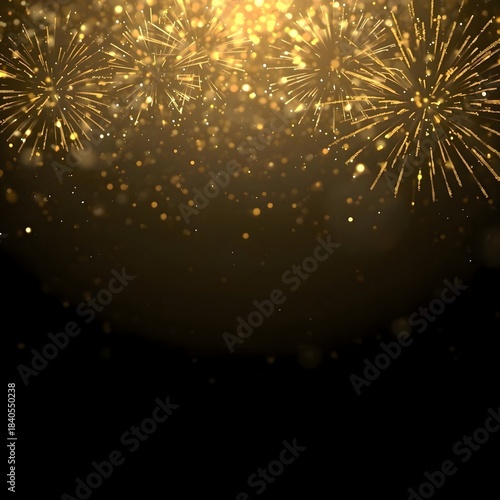 Golden Fireworks with Luxury Bokeh Sparkles – Festive Celebration Background