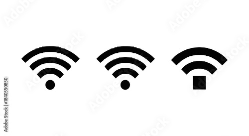 Minimalist wifi icons set: signal strength symbols for digital connectivity