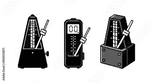 Digital and traditional metronomes: pixel art styles