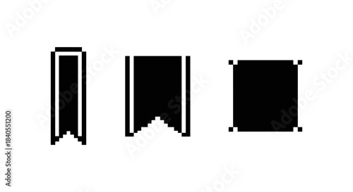 Pixel art bookmarks: minimalist digital icons set for creative projects