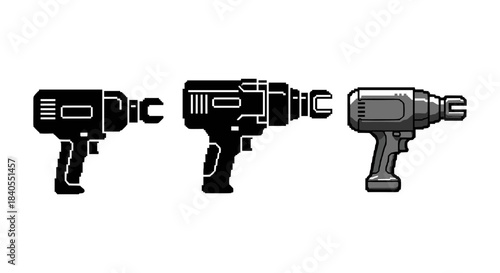 Pixelated and retro gaming tools: three stages of pixel art guns