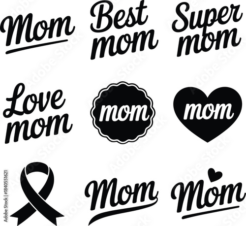 Collection of mom related typography designs for mother s day celebrations and gifts