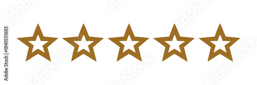 Five Gold Stars Rating Icon for Best Customer Review and Quality