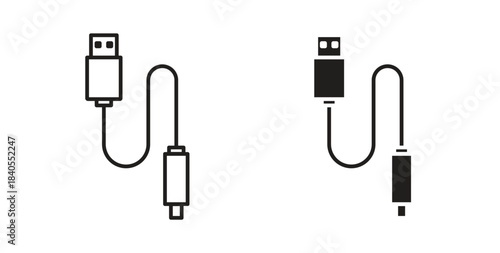 USB cable icon concept set. Simple icon collection