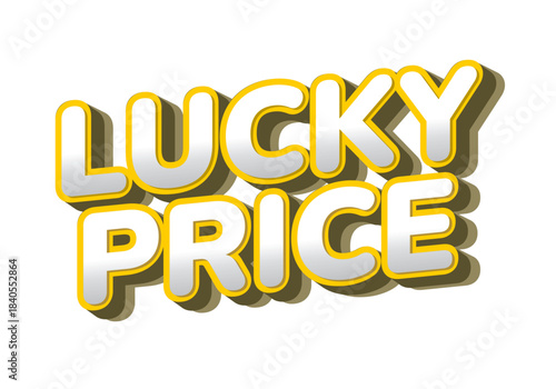 A vibrant and playful graphic featuring the words Lucky Price in bold, three dimensional typography
