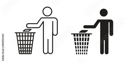 Waste Bin icon concept set. Simple icon collection