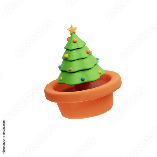 3D Christmas Tree Icon – Cute Minimal Holiday Decoration Illustration