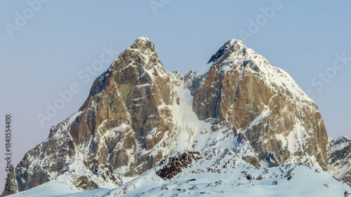 Ushba mountain. The double-headed mountain peak. Georgia.