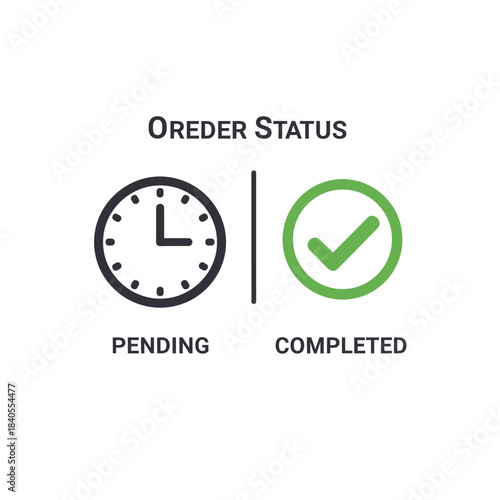 Order status icons showing pending and completed with clock and checkmark