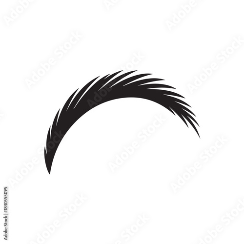 Black Eyebrow Silhouette in Dramatic Curve with High Contrast Lighting on White Background for Beauty Advertising