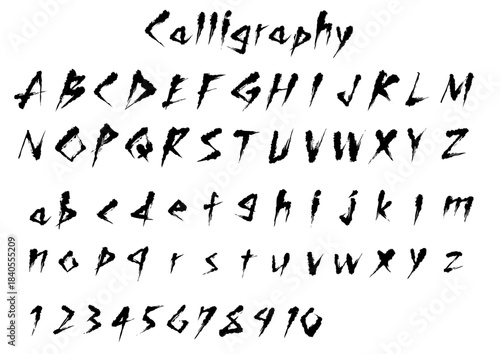 Sumi-e Calligraphy Alphabet and Numerals Collection