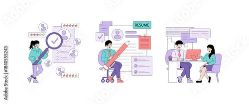 Job Recruitment and Evaluation Vector Illustration