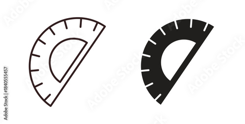 Protractor icon with glyph and line. black vector icons for Web UI