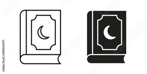 Quran book icon with glyph and line. black vector icons for Web UI