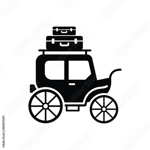 A carriage with suitcases silhouette vector art illustration